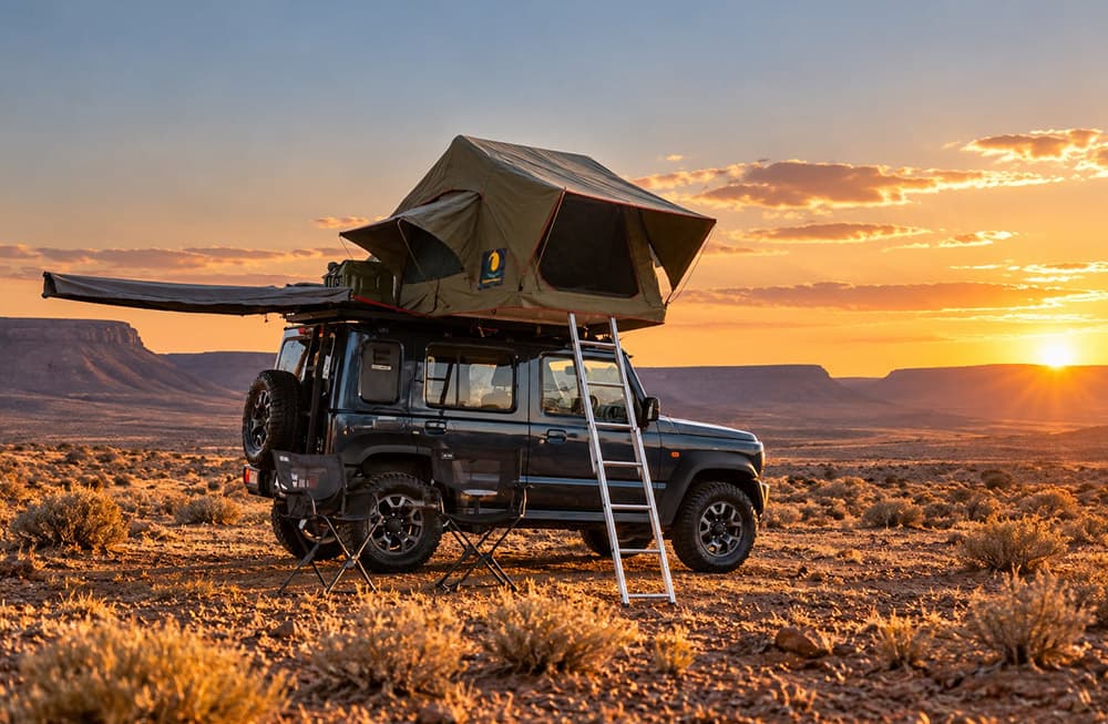 Inside the rooftop tent