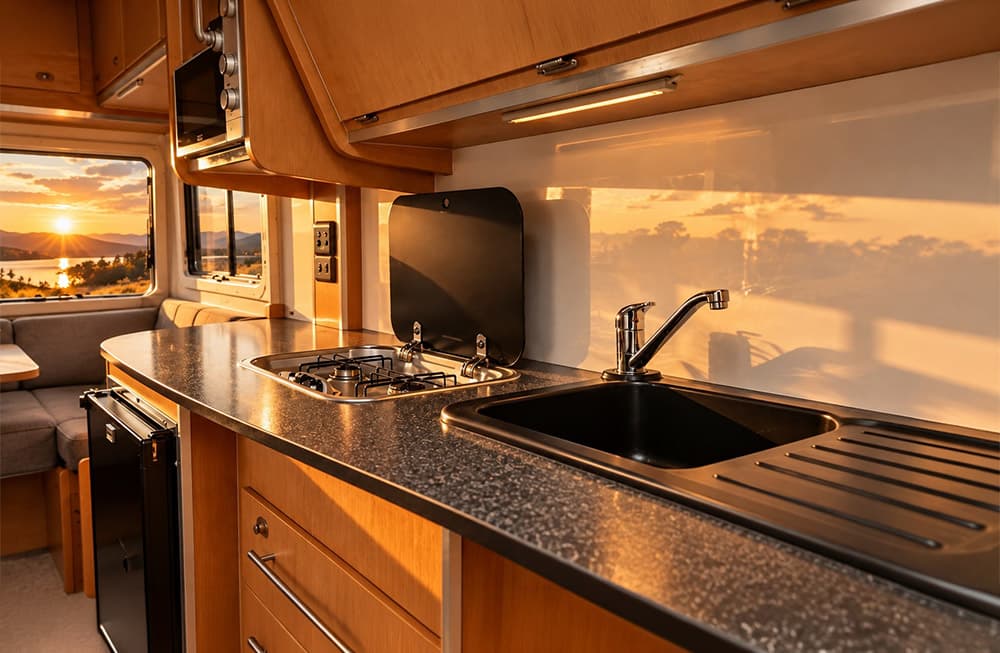 The motorhome kitchen